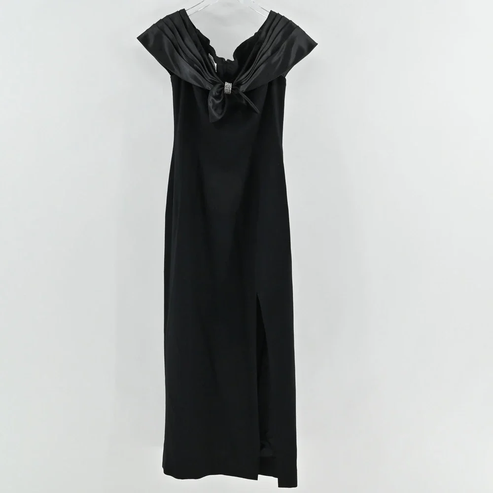 Vtg Morton Myles Dress Size 10‎ Whimsigoth Dark Romantic Gown Formal Maxi Slit - Picture 2 of 13